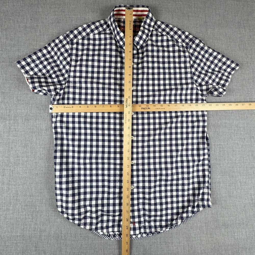 Robert Graham X Shirt Mens Large Blue Check Button Up Short Sleeve Tailored Fit - Picture 6 of 8